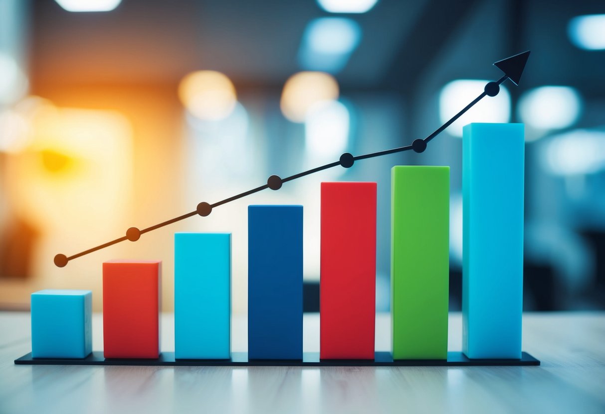 A bar graph and line chart display content performance metrics