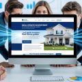 Real estate investors being sucked into a computer screen as they are attracted by lead magnets on a blog on a real estate investment website.