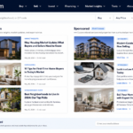 What Makes Sponsored Content Credible? A professional real estate website user interface featuring a prominent header with the URL JScottDigital.com.
